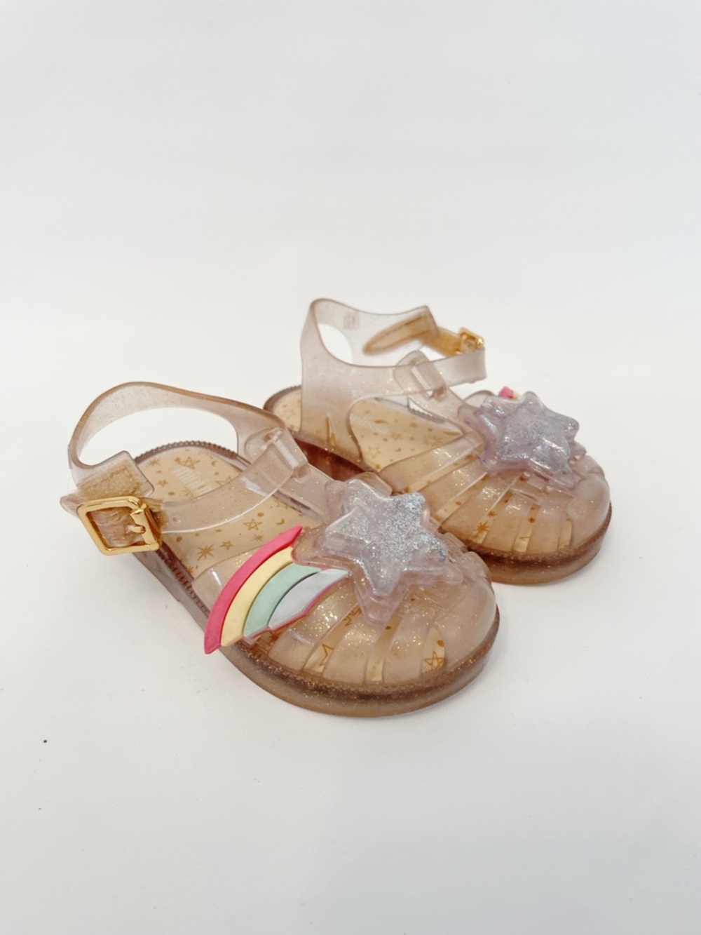 MINI MELISSA Little Girl's Possession II Clear/Gold Rainbow Jelly Sandals 6